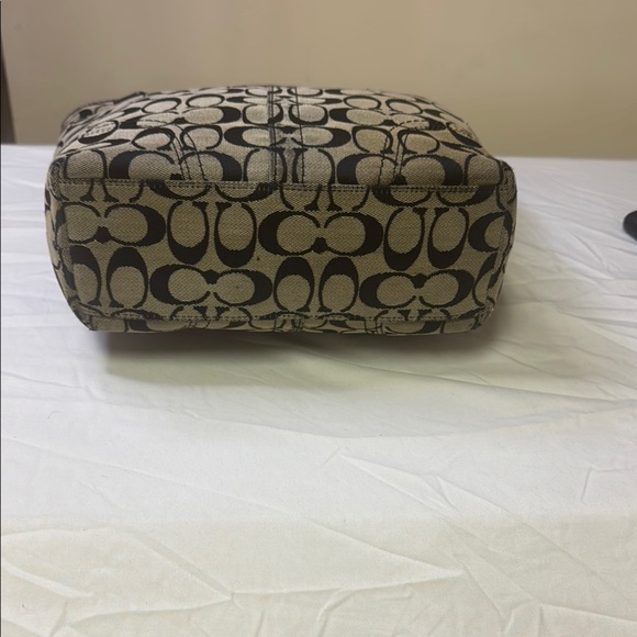 Coach Black and Tan Signature Tote with Leather Handles and leather Coach wallet - Picture 8 of 17